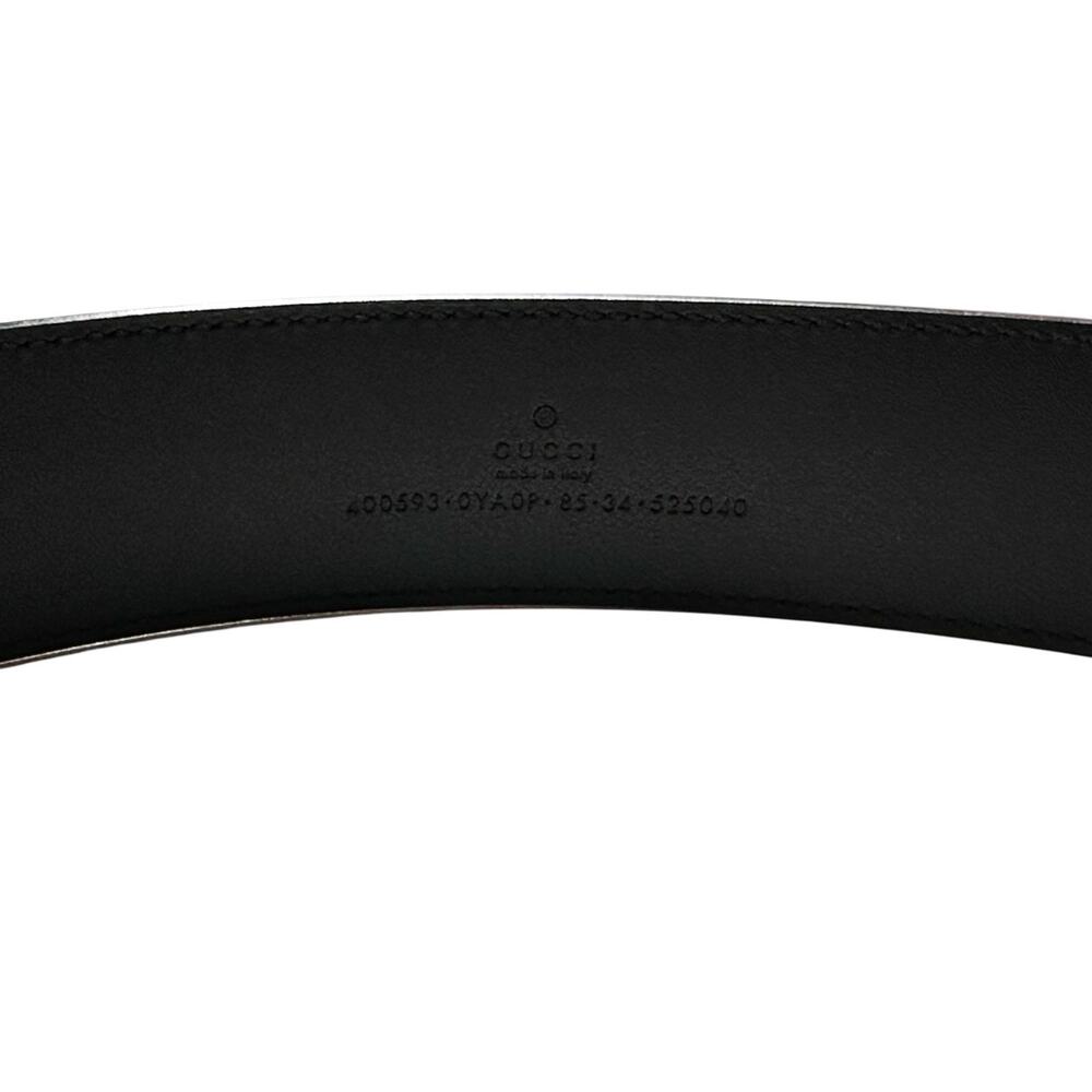Gucci Black Calfskin Palladium Interlocking G Buckle 40mm Wide Belt 85/34 - Picture 4 of 4